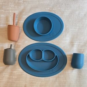 ezpz Blue Silicone Baby Feeding Set